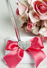 Crystal Heart Ribbon Pen