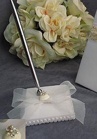 Rhinestone Shell Hawaiian Beach Wedding Pen Holder