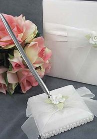 White Rose Wedding Pen Holder