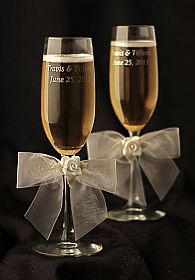 White Rose Wedding Toasting Glasses