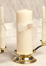 Rhinestone Hearts Wedding Unity Candle 