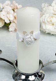 Organza and Satin Rose Wedding Unity Candle