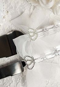 Rhinestone Hearts Wedding Cake Server Set