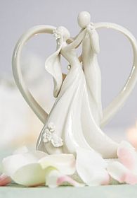 Stylized Bride and Groom with Heart Frame Figurine