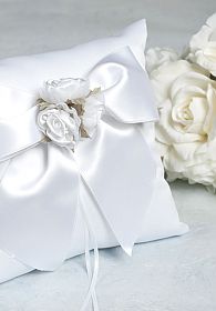 Satin and Organza Rose Plush Wedding Ringbearer Pillow