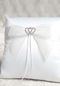 Rhinestone Hearts Wedding Ring Bearer Pillow