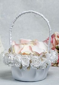 Satin and Organza Rose Plush Wedding Flowergirl Basket