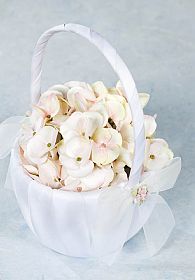 Porcelain Rose Bouquet Wedding Flowergirl Basket