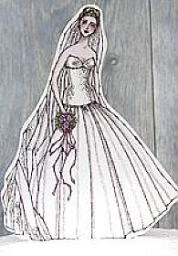 Ballroom Beauty Paper Doll Bride Wedding Cake Topper 