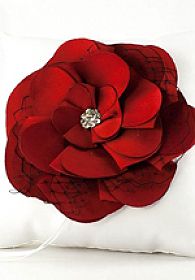 Red and Black Rose Wedding Ring Bearer Pillow