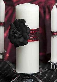Gothic Romance Wedding Unity Candle and Tapers Set 