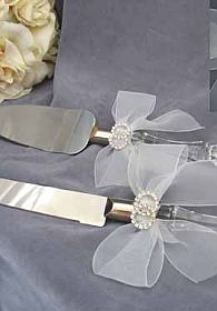 Rhinestone Rings Wedding Cake Server Set