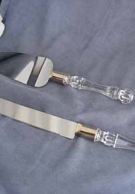 Crystal Cut Wedding Cake Server Set