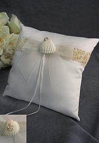 Rhinestone Shell Hawaiian Beach Wedding Ring Bearer Pillow