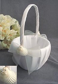 Rhinestone Shell Hawaiian Beach Wedding Flowergirl Basket