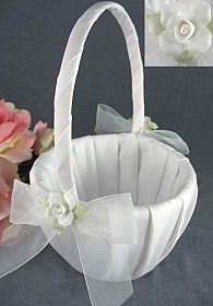 White Rose Wedding Flowergirl Basket
