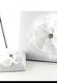 Netted Rose Wedding Guestbook and Pen Set