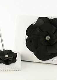 Black Rose Wedding Guestbook and Pen Set