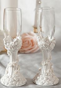 White Rose column Toasting Glasses