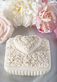 Ivory Resin Rose Ring and Jewelry Box