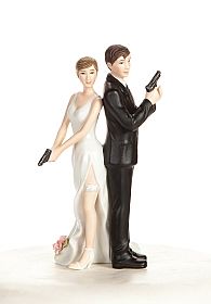 "Super Sexy Spy" Wedding Bride and Groom Cake Topper Figurine